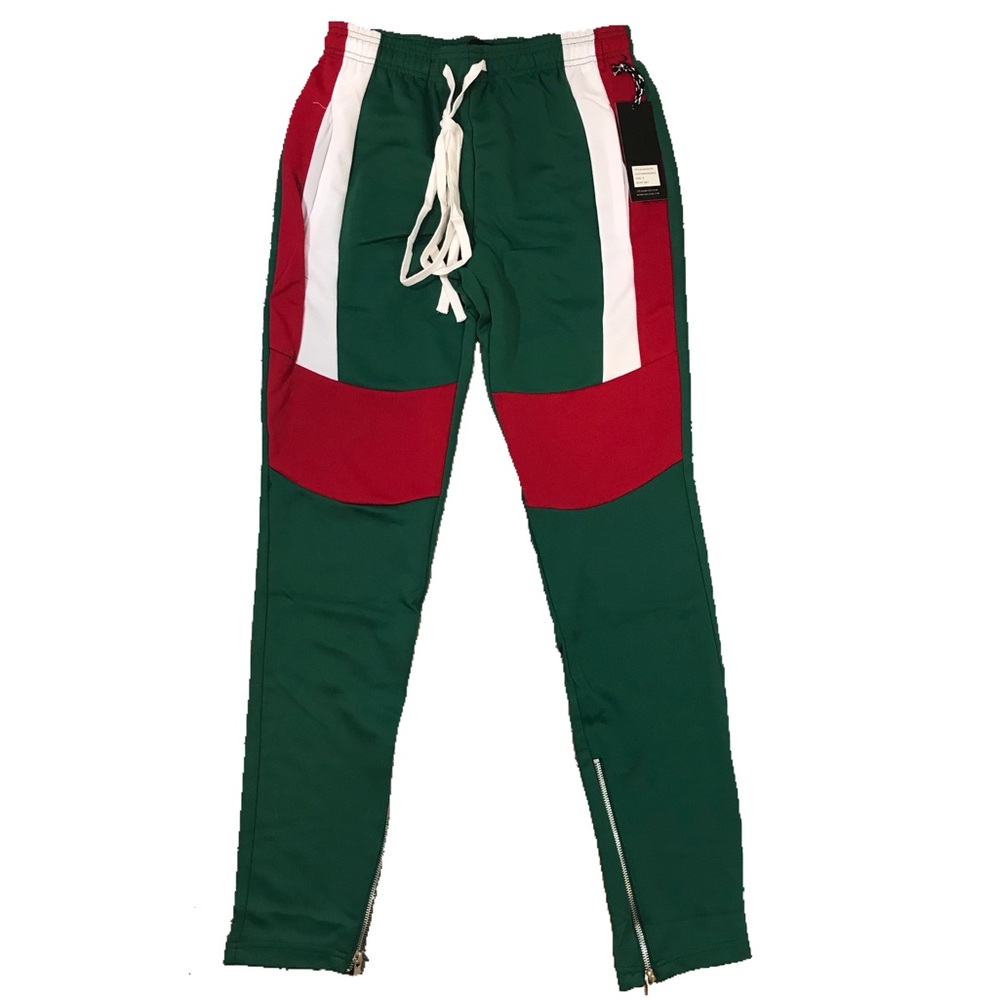 Men’s “Tri-Color” Track pants. Sizes small and medium.